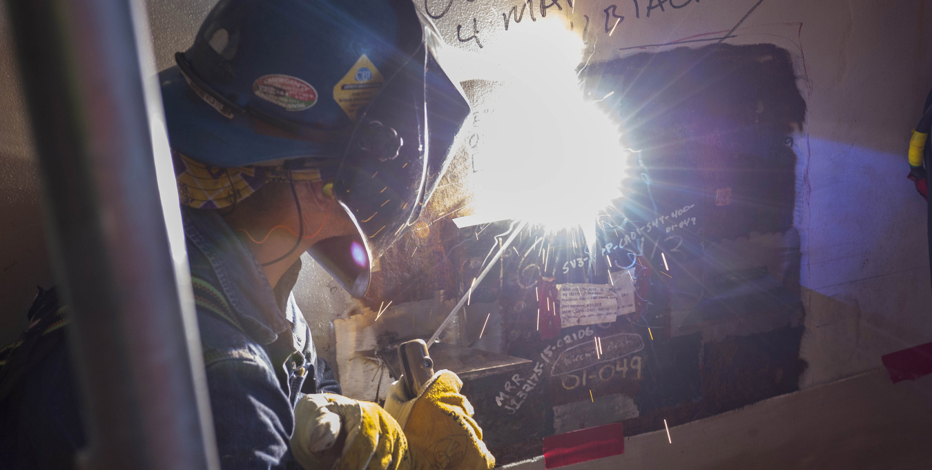 Welder working at Plant Vogtle